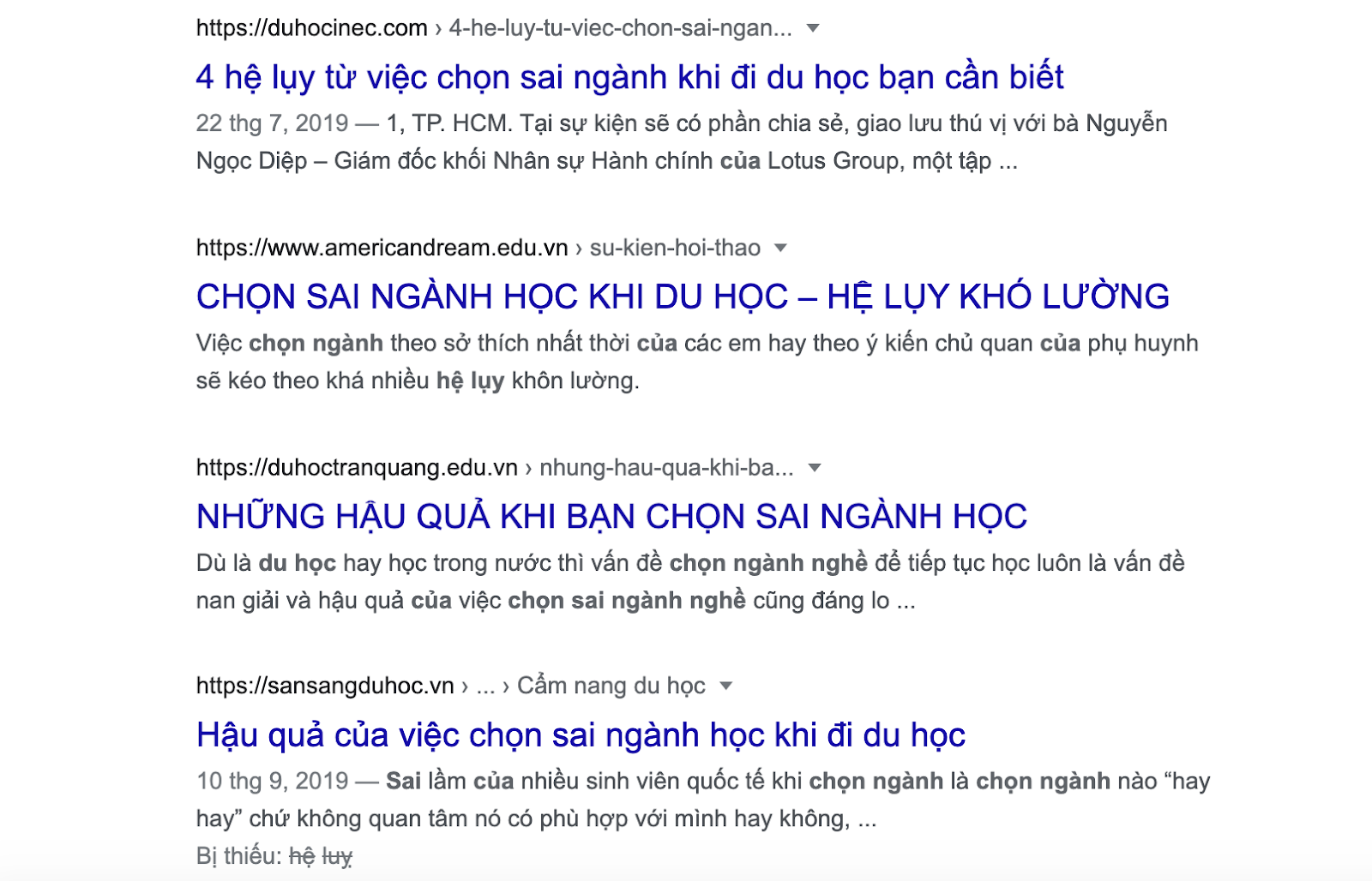 hậu quả khi chọn sai ngành du học